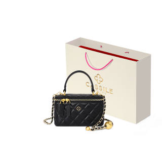 CASSILE Sheepskin Chain Bag, Box Bag, Handbag, Shoulder Bag, Crossbody Bag Medium Women's Multicolor