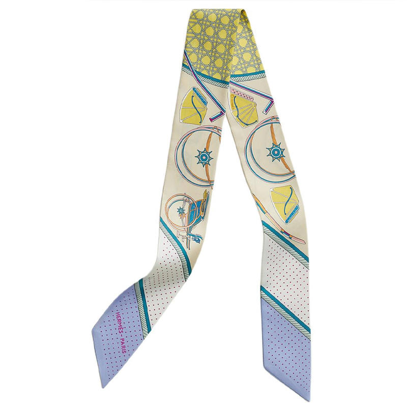 HERMES Scarves Women's Yellow/Cream/Light Purple