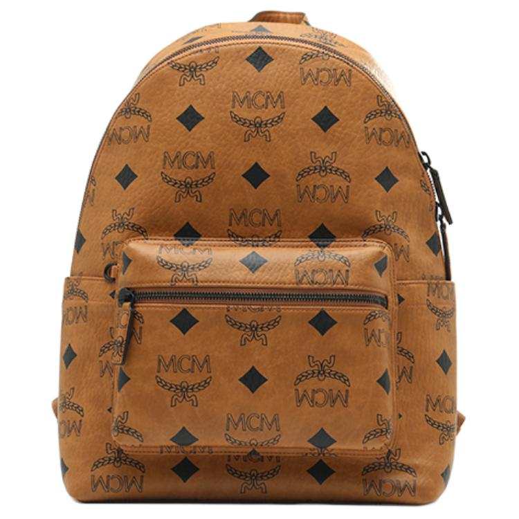 MCM MCM Coated Canvas Backpack Medium Unisex Brown Cognac