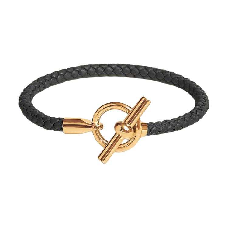 HERMES HERMES Calfskin Bracelets Men's Black