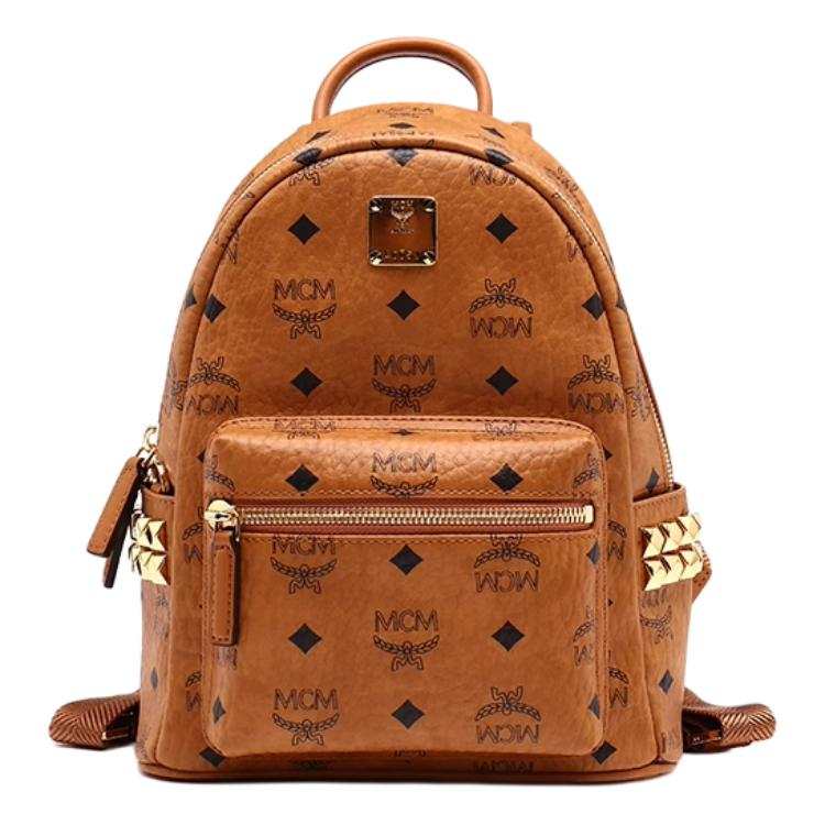 MCM MCM Stark Canvas With Leather Backpack Unisex Brown Cognac
