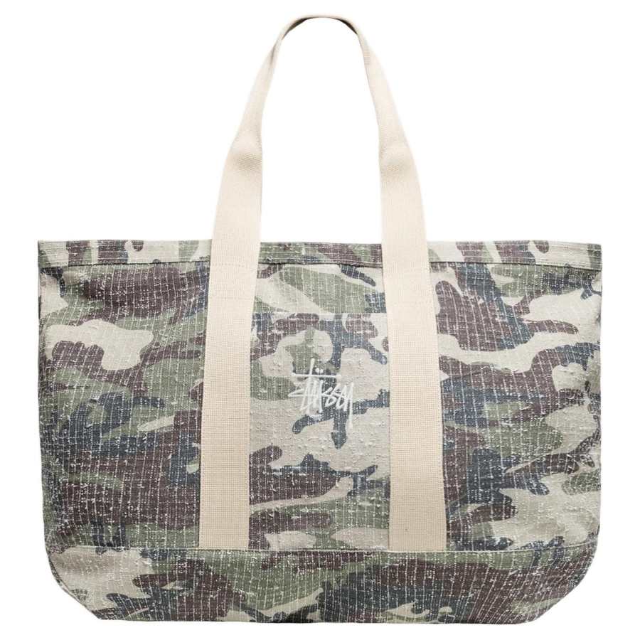 Stussy Cotton Canvas Tote Bag, Shopping Bag, Handbag, Shoulder Bag Extra Large Unisex Camouflage