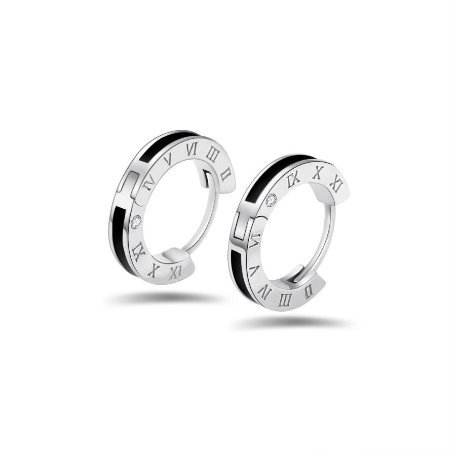 ZSY 925 Sterling Silver Synthetic Cubic Zirconia Stud Earrings Men's Box