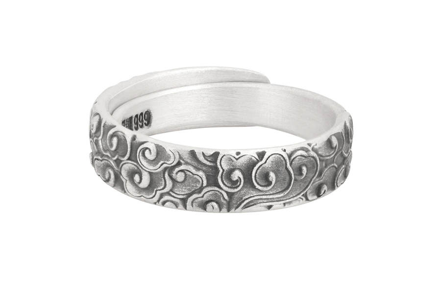 OWNREWARDS 999 Fine Silver Open Ended Ring Unisex Silver