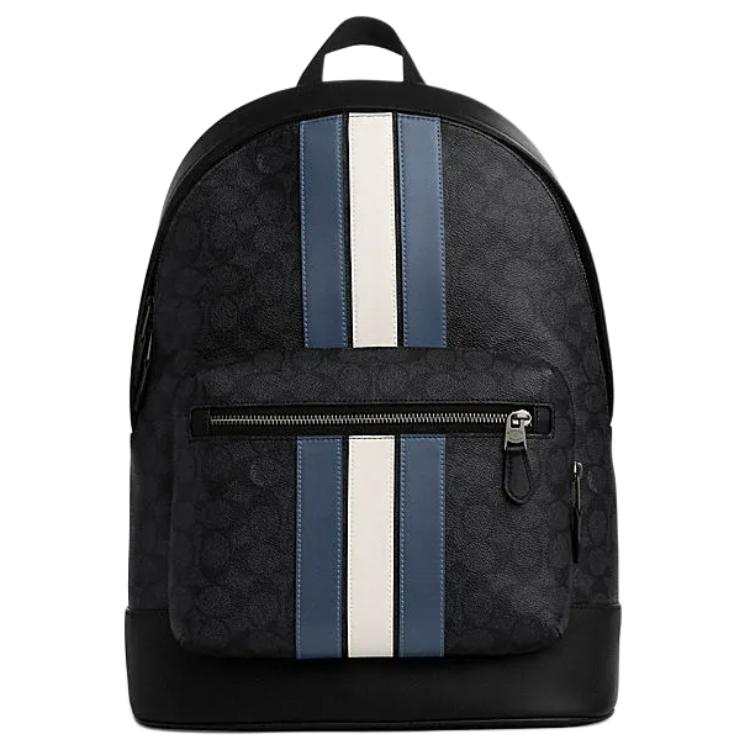 COACH COACH West Artificial Leather Backpack Large Men's Carbon Black & Denim Blue & Chalk White
