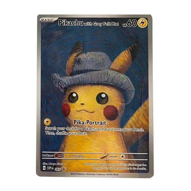POKEMON 'Pokémon X Van Gogh Art Exhibition Pikachu With Grey Felt Hat English SVP 085 Battle Cards 1 Pc