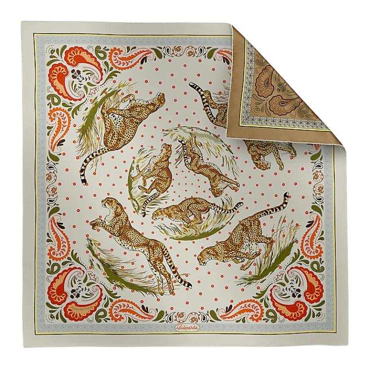 HERMES Mulberry Silk Scarves Women's Pearl Gray