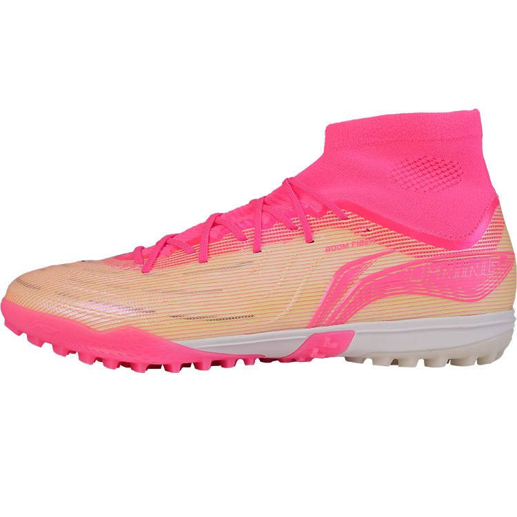 Li-Ning Li Ning TF Turf Synthetic Leather Cushioning Slip Resistant Abrasion Resistant Soccer Shoes Men's Pink Ocean