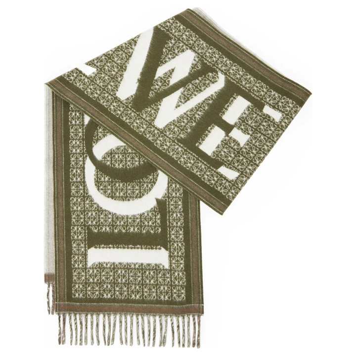 LOEWE LOEWE Wool, Cashmere, Cashmere Knit Scarves Women's Dark Green