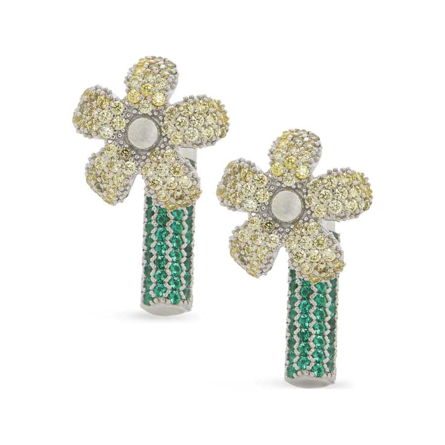 LOEWE 925 Sterling Silver, Synthetic Cubic Zirconia, Crystal Earrings Women's Yellow