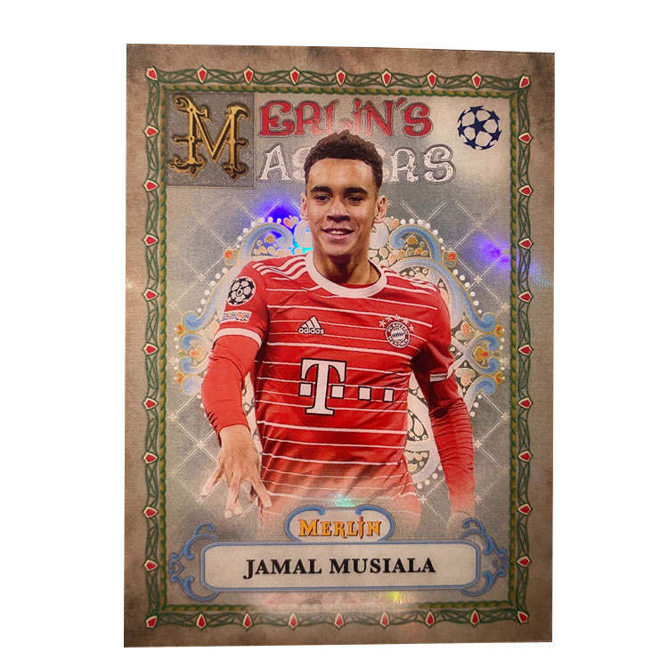 Topps 2023 Merlin Bayern, Musiala, Master Special Edition, Silver Football Star Card, Card Collection Pass Sports Cards