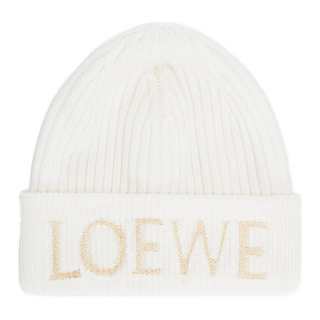 LOEWE Wool, Knitted Fabric Beanies Women's White