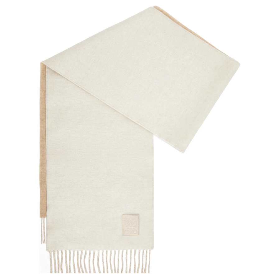 LOEWE Wool, Cashmere, Leather, Cashmere Knit Scarves Women's Ivory