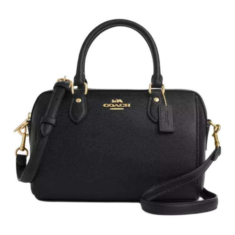 COACH Rowan Cross Grain Leather Shoulder Bag, Crossbody Bag, Handbag Medium Women's Black