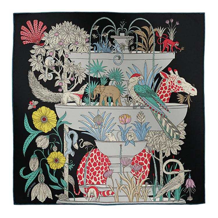 HERMES HERMES Silk Scarves Women's Black