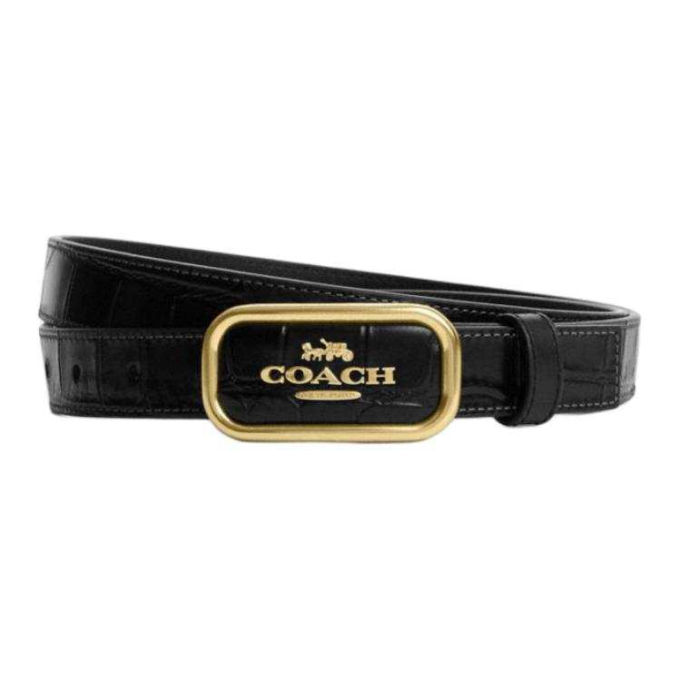 COACH COACH Morgan Cow Leather Belts Women's Black Width 2.5cm