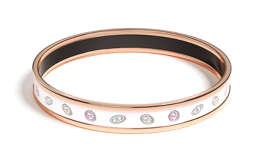 HERMES HERMES Patterned Print Enamel, Rose Gold Plated, Metal Parts Bangles Unisex Multicolor