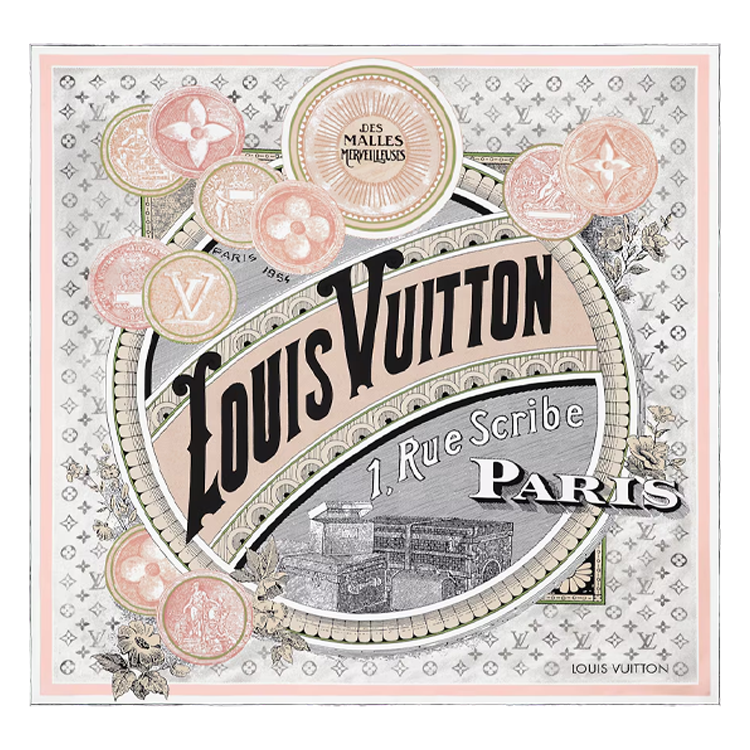 LOUIS VUITTON Malles Merveilleuses Mulberry Silk Scarves Women's Pink