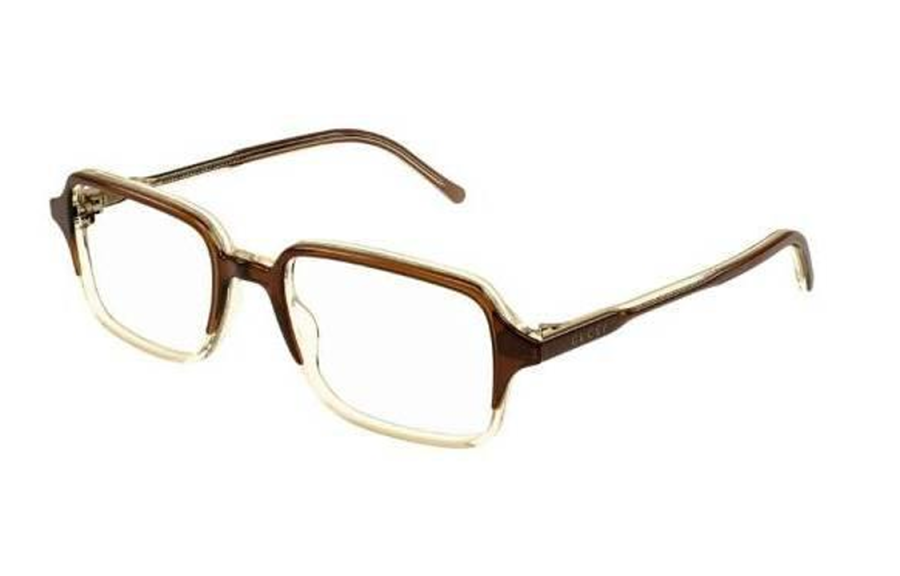 GUCCI GUCCI Rectangular Eyeglass Frames Men's Brown