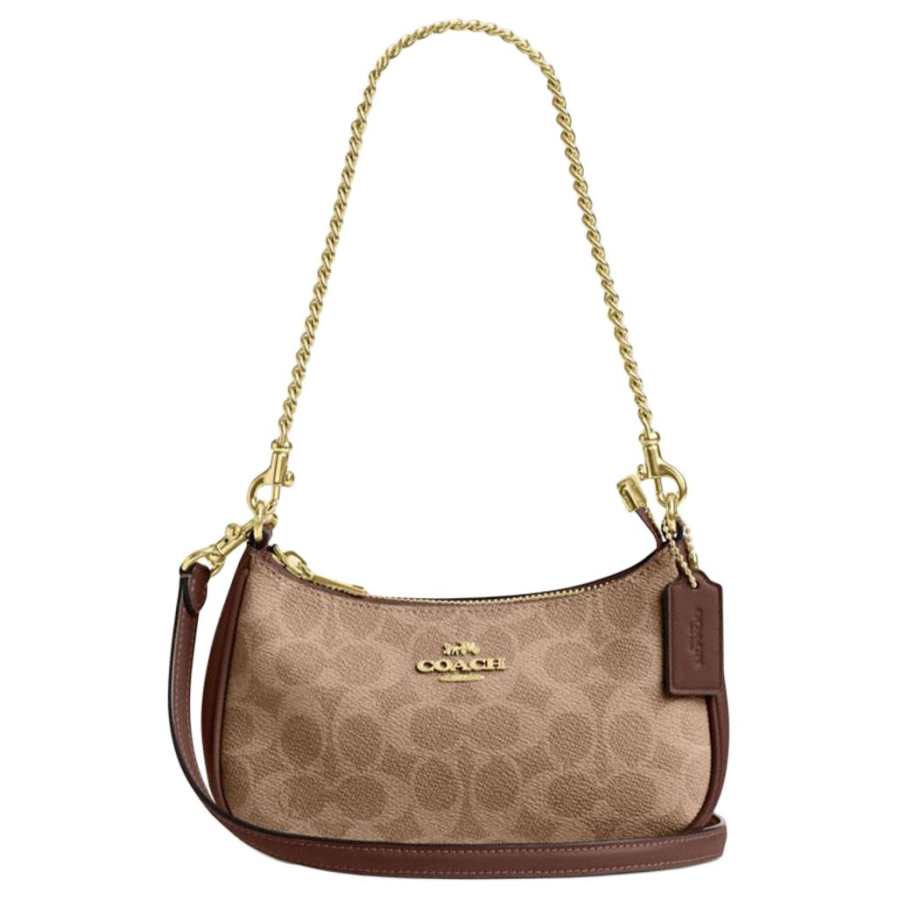 COACH Teri Artificial Leather With Recycled Leather Shoulder Bag, Crossbody Bag, Handbag Small Women's Brown