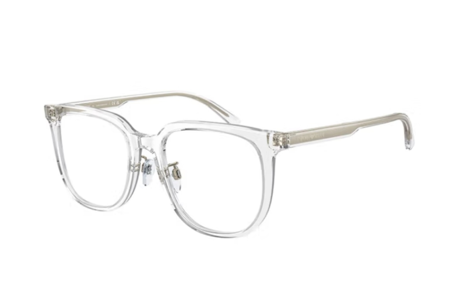 EMPORIO ARMANI Plate Frame Irregular Shape Eyeglass Frames Men's Transparent