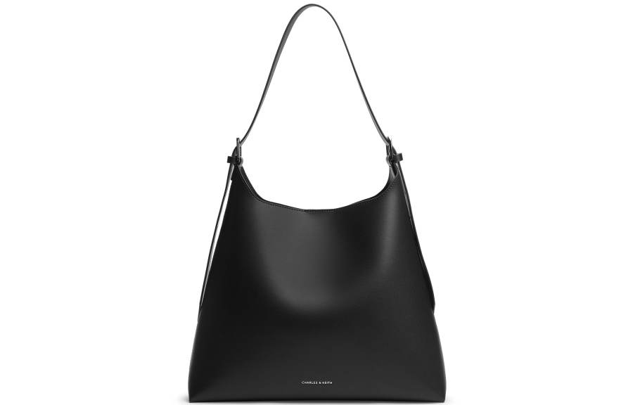 CHARLES&KEITH Pu Tote Bag, Shopping Bag, Crossbody Bag, Shoulder Bag Medium Women's Black/Gray/Wine Red