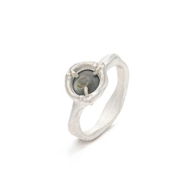 Empress 47 Cermin 925 Sterling Silver Obsidian Butterfly Ring Unisex