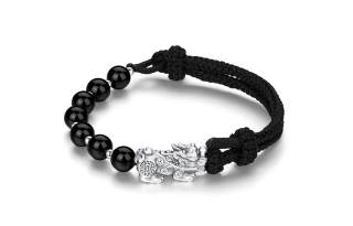 SEVEN COOK 999 Fine Silver Bracelets Men's Black, Box