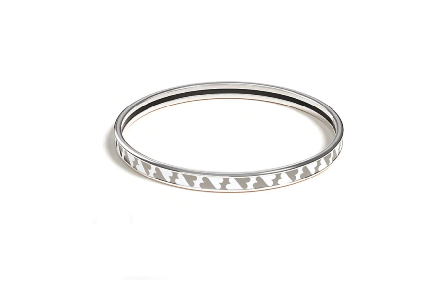 HERMES HERMES Enamel, Palladium Plated Bangles Women's Silver