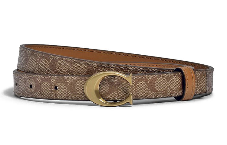 COACH COACH PVC Polyvinyl Chloride Leather Belts Women's Brown Width 2cm