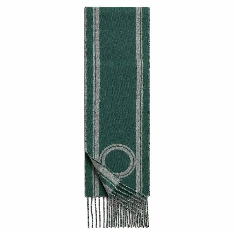 HERMES Casaque Knit Scarves Women's Gray Green