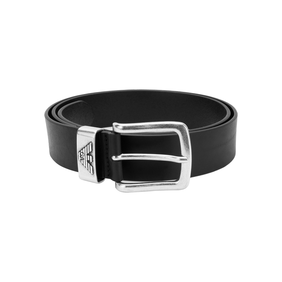 EMPORIO ARMANI Leather Belts Men's Black Width 4cm