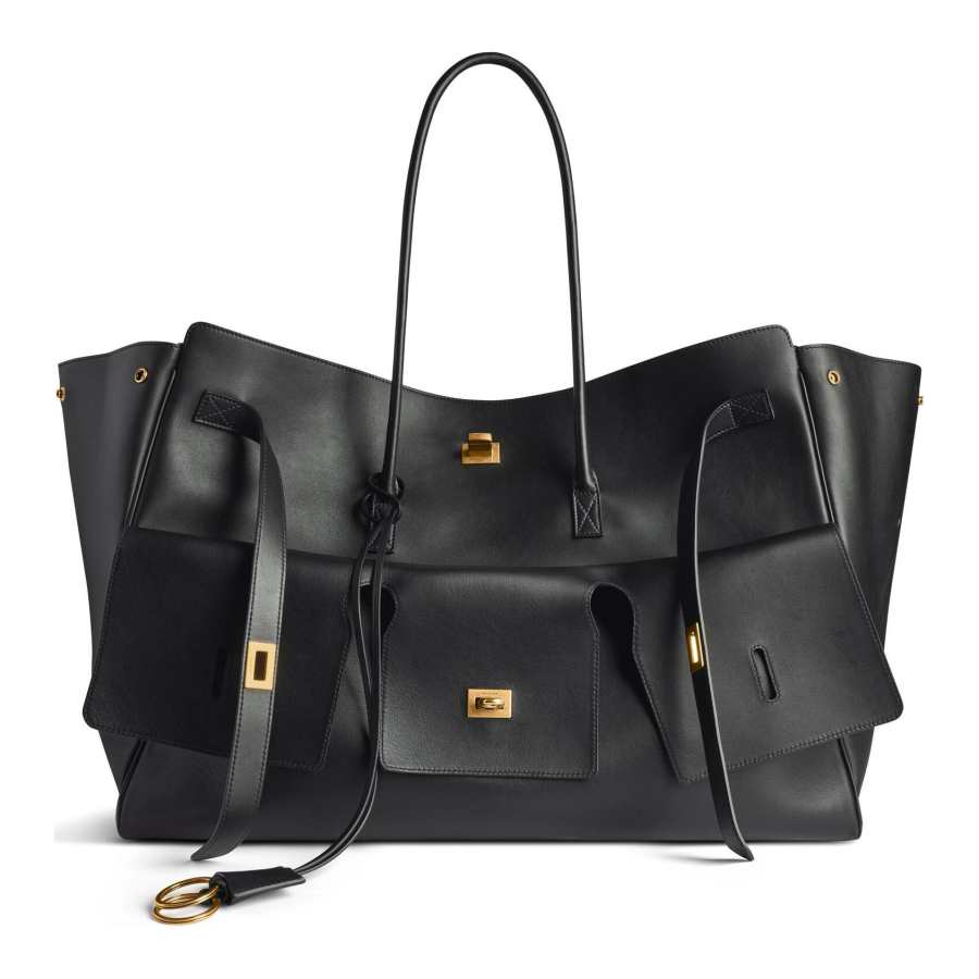 Balenciaga Smooth Cow Leather Tote Bag, Shopping Bag, Handbag Extra Large Women's Black