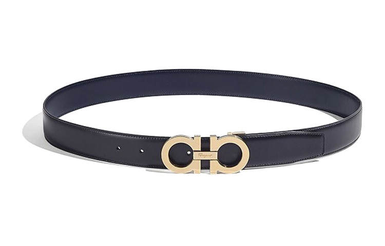 Ferragamo FERRAGAMO Cow Leather Belts Men's Black Width 3.5cm