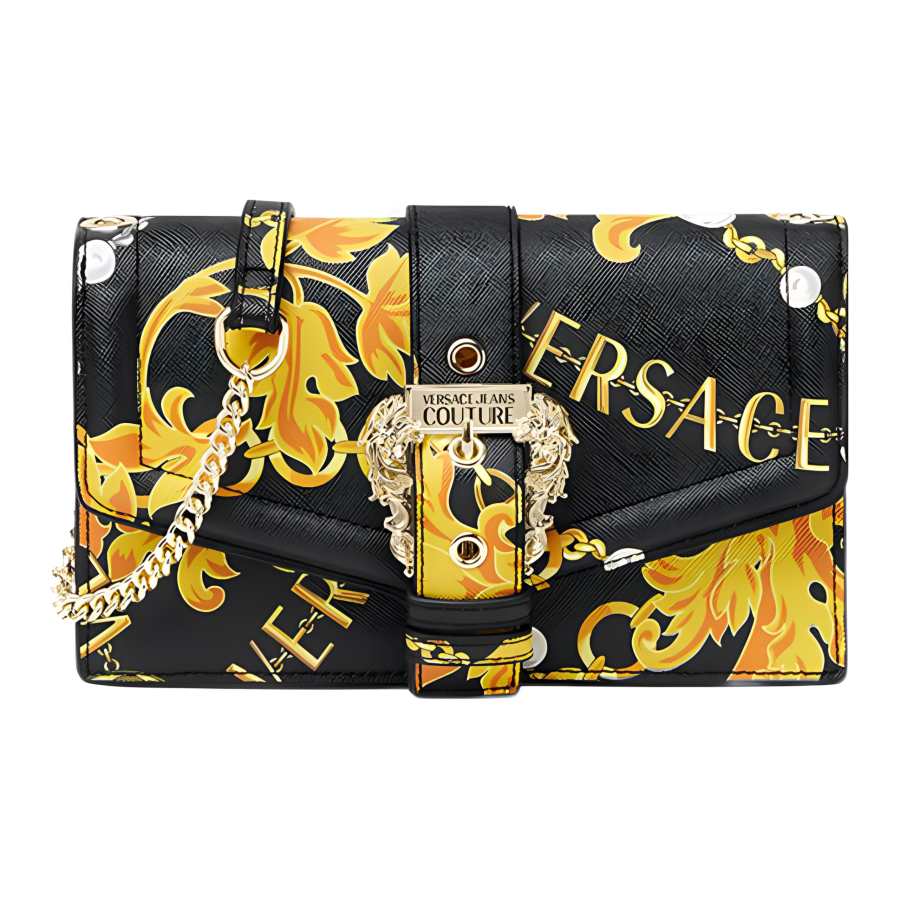 VERSACE JEANS COUTURE Polyester Envelope Bag, Crossbody Bag, Shoulder Bag Women's Black