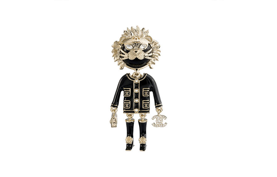 CHANEL Pre Owned 2022 Gold Plated And Enamel Lion Cc Brooch Costume Brooch