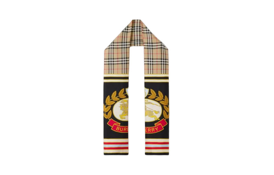 Burberry 【Previous Season】check Ekd print silk scarf
