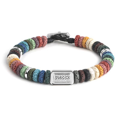 SUSOOK Volcanic Stone Beaded Bracelets Unisex Dopamine Dressing
