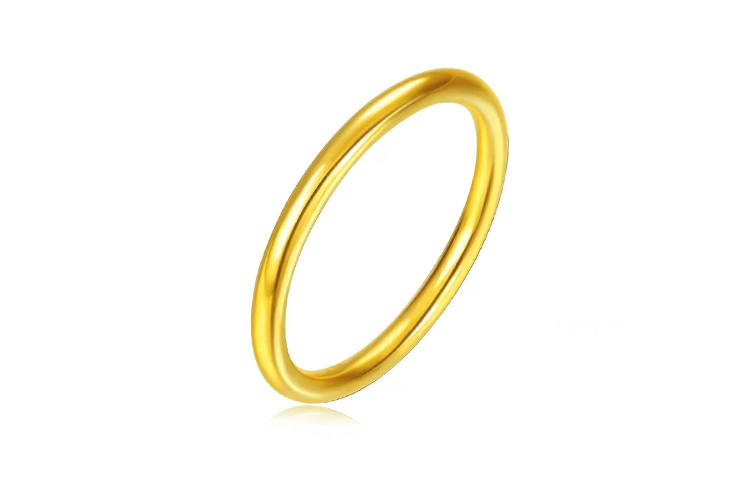 MOONS FAME Classic Collection, Traditional Style, Smooth Finish Plain Band 3D Hard Gold Zodiac Year 999 Solid Gold