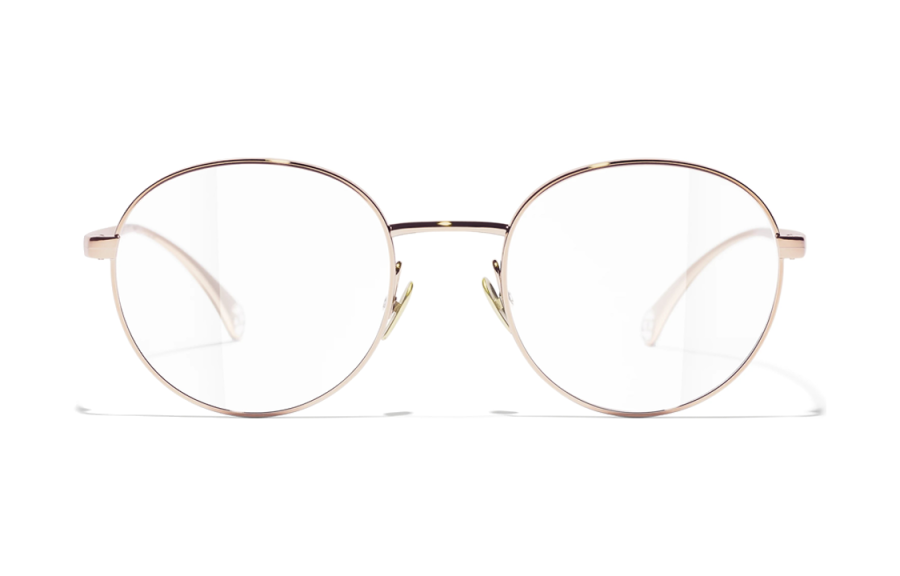 CHANEL CHANEL Irregular Shape Eyeglass Frames Unisex Rose Gold