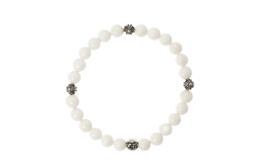 Chrome Hearts Chrome Hearts 925 Silver Agate Beaded Bracelets Unisex White