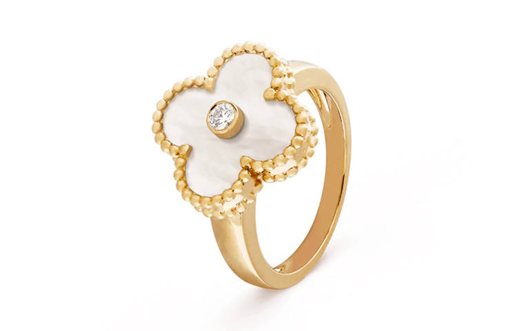 Van Cleef & Arpels Alhambra 18K Gold Diamond Rings Unisex Gold