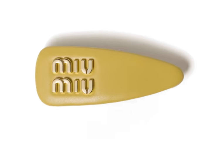 MIU MIU Leather Hair Clips Women's Yellow