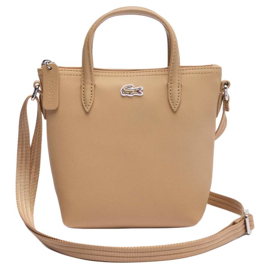 LACOSTE PVC Tote Bag, Shopping Bag, Shoulder Bag, Crossbody Bag, Handbag Mini Women's Beige