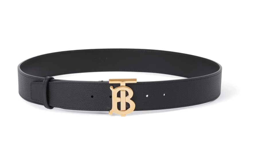 Burberry Cow Leather Belts Men's Black Width 4cm