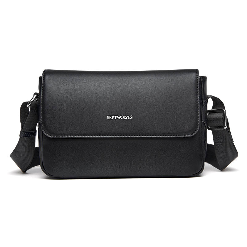 SEPTWOLVES Synthetic Leather Crossbody Bags Regular Men's Black