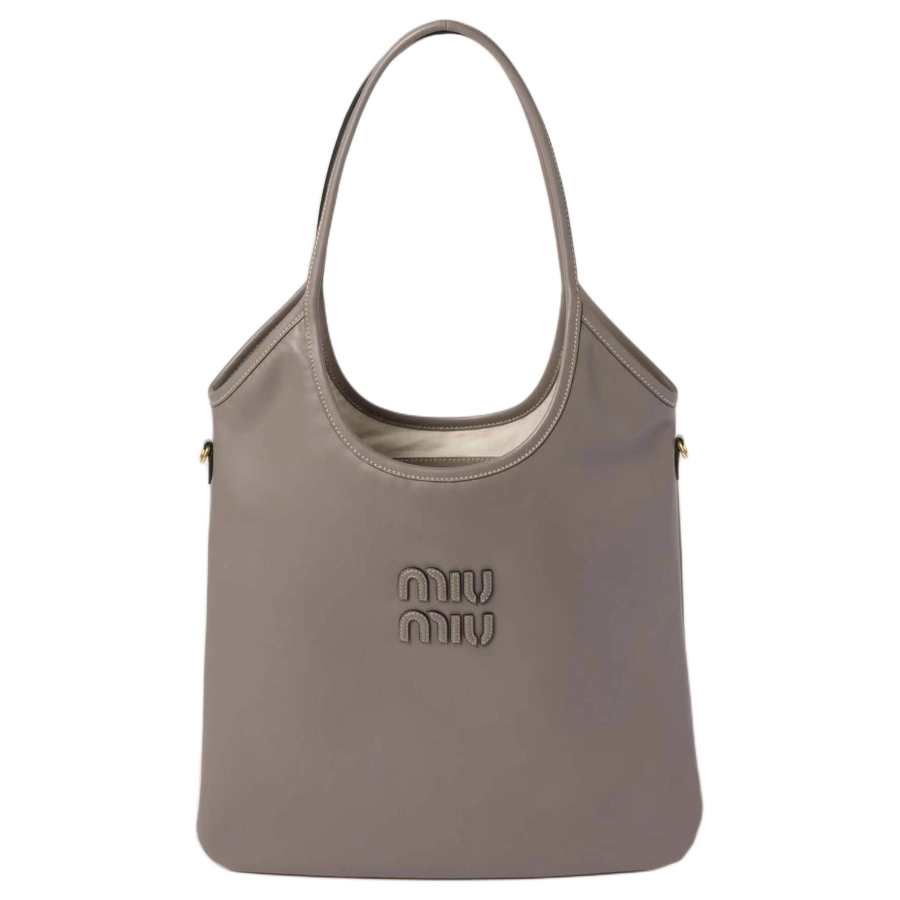 MIU MIU Cow Leather Tote Bag, Shopping Bag, Shoulder Bag, Handbag Women's Mud Gray