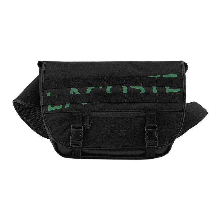 LACOSTE Canvas Shoulder Bag, Crossbody Bag Medium Unisex Black