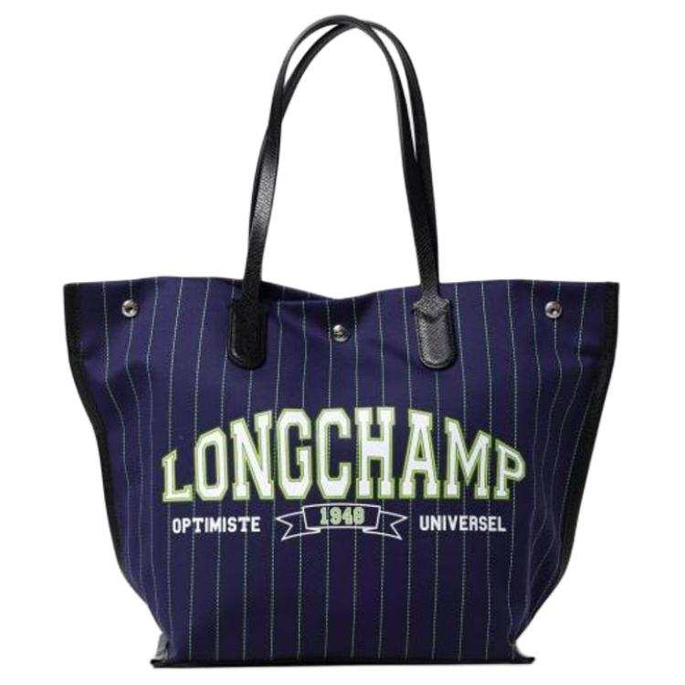LONGCHAMP Cotton And Canvas Tote Bag, Shopping Bag, Handbag, Shoulder Bag Women's Marine Blue