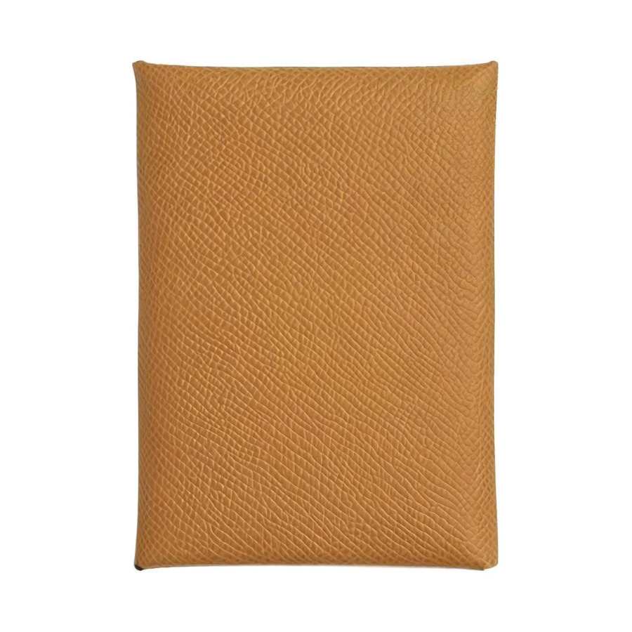 HERMES Calvi Duo Epsom Calfskin Card Holder Mini Women's 2S Sesame